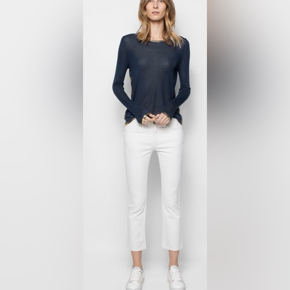 Zadig & Voltaire Metallic Finish Modal T-Shirt - Picture 2 of 9